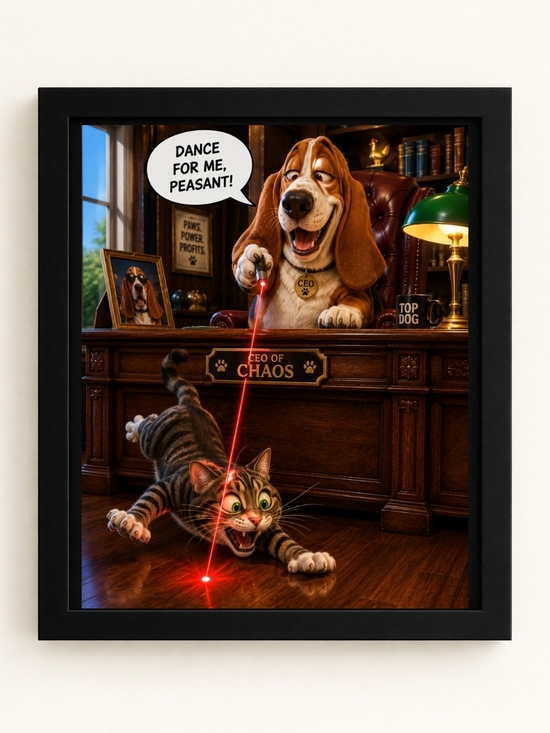 Hand Crafted Other - Pets A.I. Art Print - Cat Playful Laser 8x10 Frame